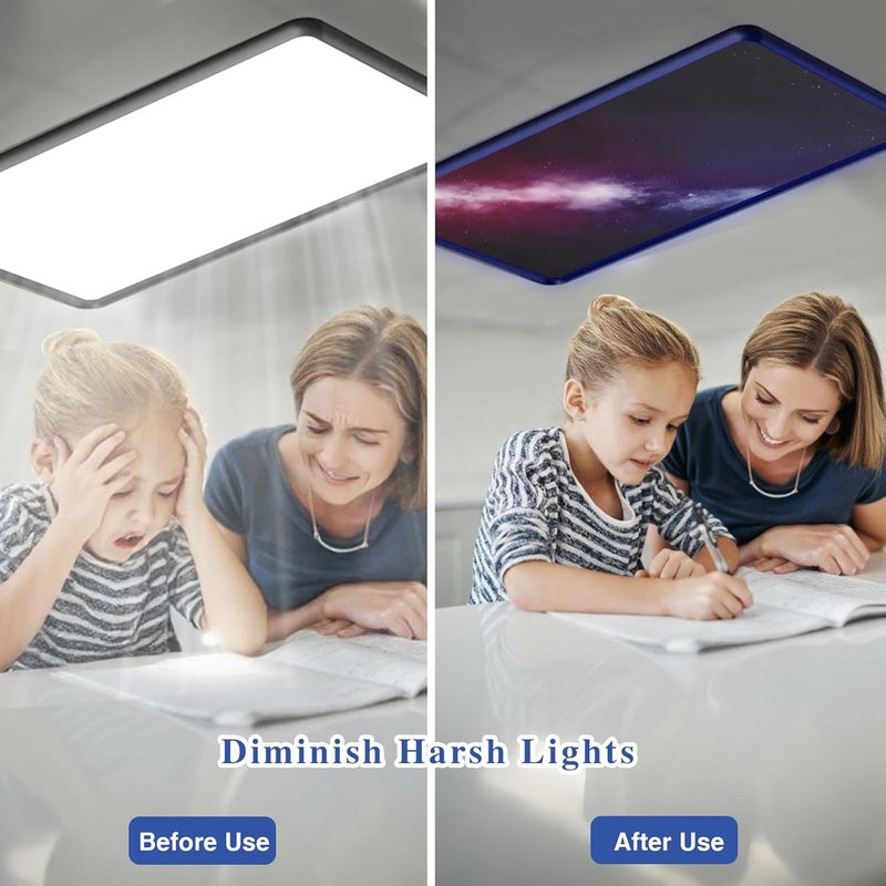 rndecuck 4Pcs Fluorescent Light Covers for Ceiling Lights,4x2 Feet Magnetic Light Covers,Drop Ceiling Lighting Covers Decor for Office,Kitchen,Classroom,Home,Hospitals (Nebula) - Image 4